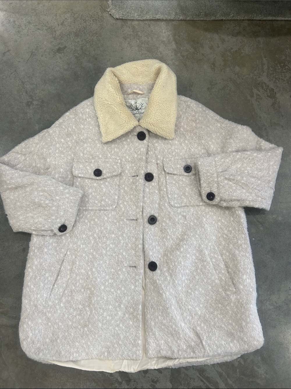 Cream Sherpa Collar Cozy Button-Up Coat